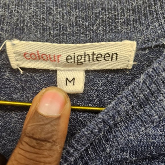 Color Eighteen Womens Sweater, blue sweater with gray stars in Size M - Picture 3 of 9